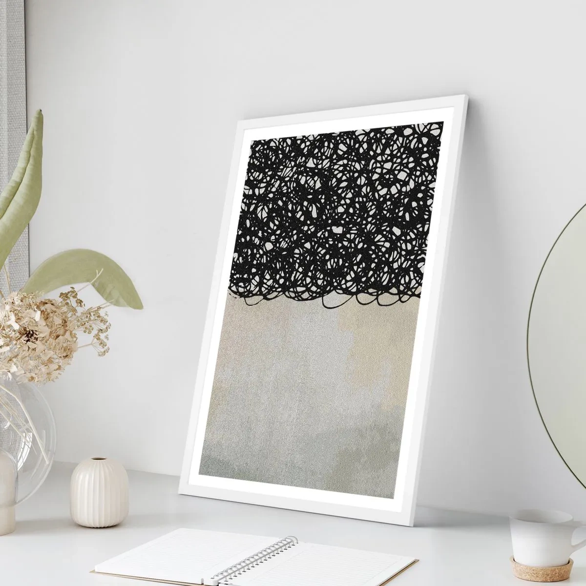 Affiche dans un cadre blanc - Poster - Abstraction turbulente - 61x91 cm