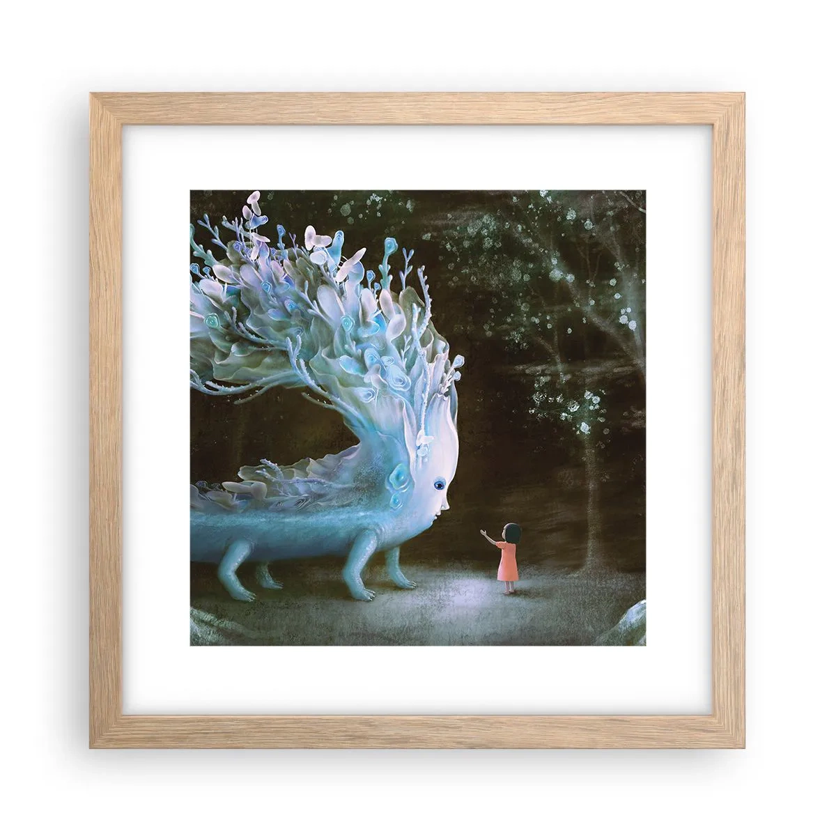 Affiche dans un chêne clair - Poster - Une rencontre fantastique - 30x30 cm