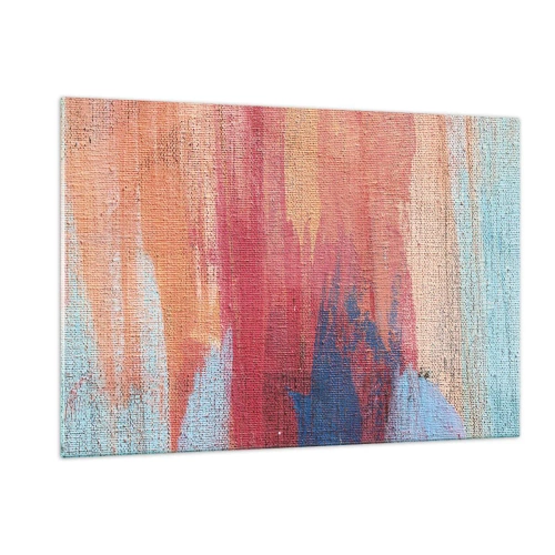 Impression sur verre - Image sur verre - Des traces de peinture colorées sur la structure de la toile - 120x80cm - Ecoulement de l'arc-en ciel - Décoration murale moderne pour le salon et la chambre ARTTOR