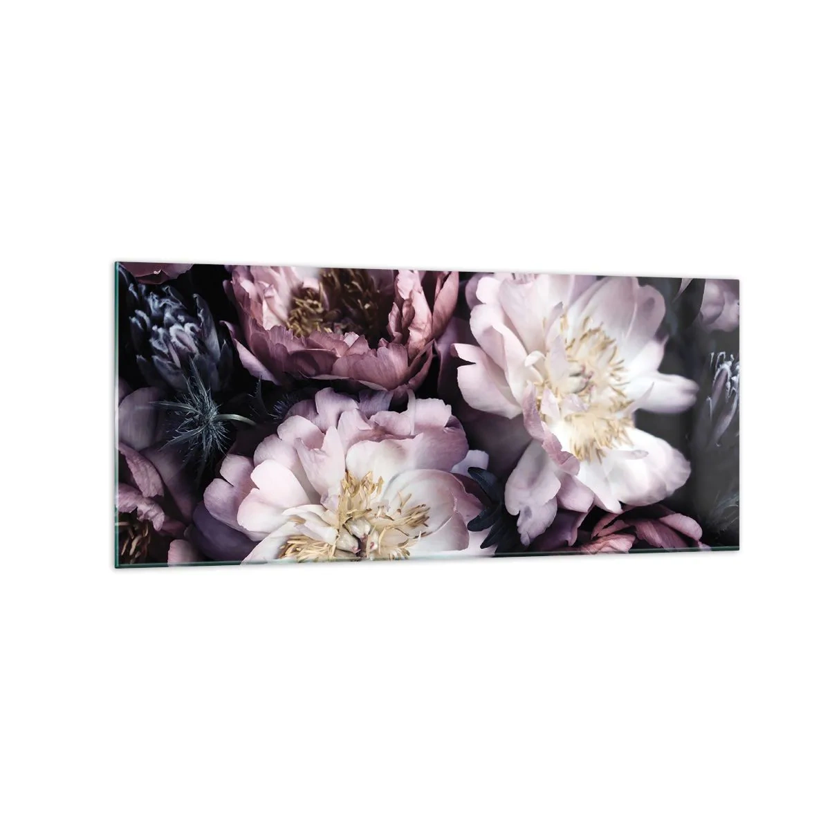 Impression sur verre - Image sur verre - Fleurs aux tons pastel délicats - 120x50cm - Bouquet à l'ancienne - Décoration murale moderne pour le salon et la chambre ARTTOR
