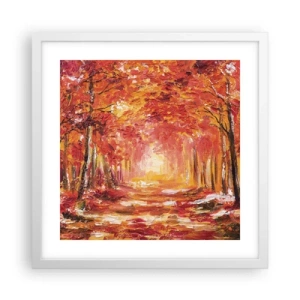 Affiche dans un cadre blanc - Poster - Forêt de cuivre - 40x40 cm