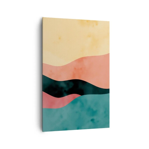Impression sur toile - Image sur toile - Vagues abstraites aux couleurs pastel - 80x120cm - Conformité non-conforme - Décoration murale moderne pour le salon et la chambre ARTTOR