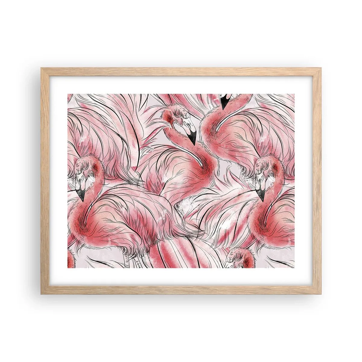 Affiche dans un chêne clair - Poster - Oiseau corps de ballet - 50x40 cm
