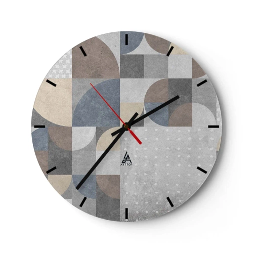 Horloge murale - Pendule murale - Formes géométriques dans le style des carreaux de céramique aux couleurs sobres - 30x30cm - Fantaisie de la céramique - Décoration murale moderne pour le salon, la cuisine et la chambre ARTTOR