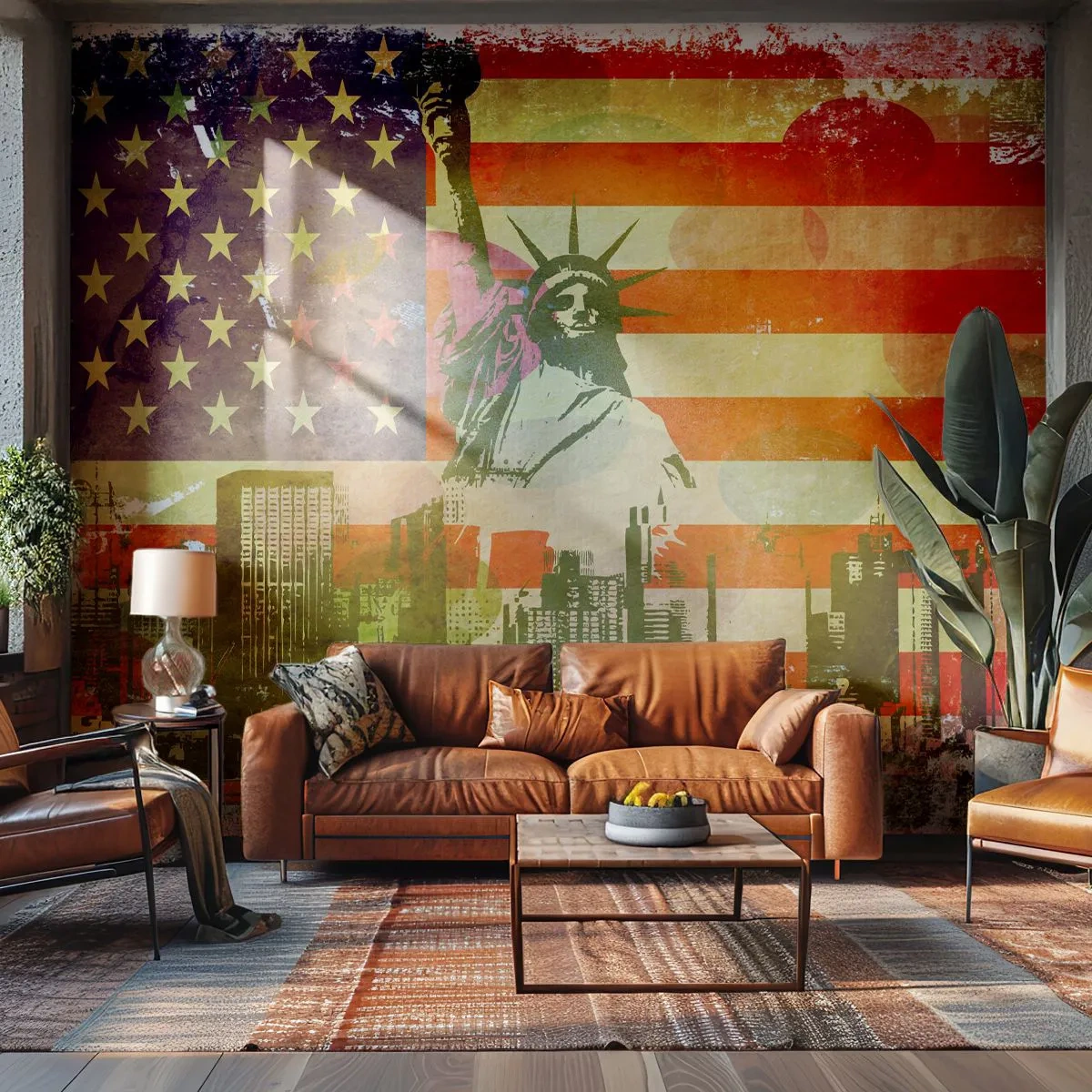 Papier Peint Autocollant Deluxe Sticker - Vive l'Amérique! - New York, Etats-Unis, statue de la Liberté - 250x175 cm