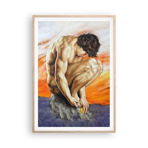 Affiche dans un chêne clair - Poster - Plongé dans ses pensées - 70x100 cm