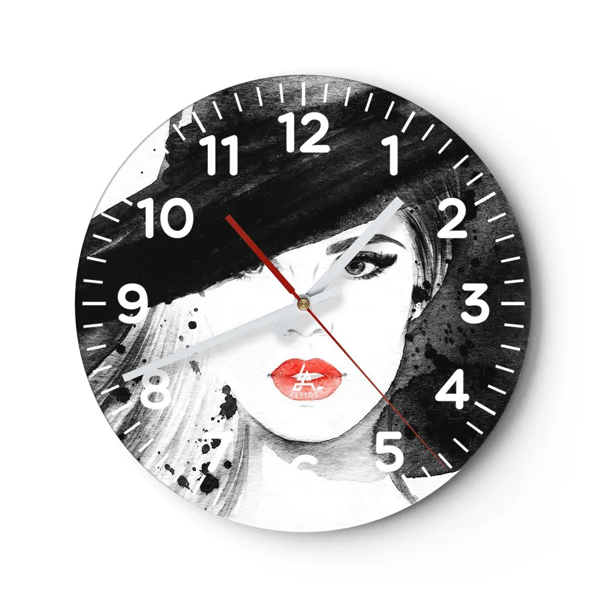 Horloge murale - Pendule murale - Dame en noir - 40x40 cm