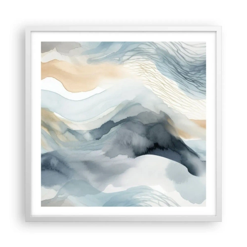 Affiche dans un cadre blanc - Poster - Abstraction enneigée et brumeuse - 60x60 cm