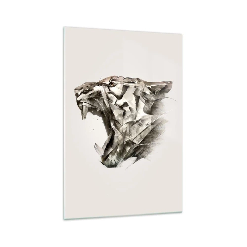 Impression sur verre - Image sur verre - Image abstraite d'un tigre dans des tons beiges - 70x100cm - Vous savez déjà qui est en charge - Décoration murale moderne pour le salon et la chambre ARTTOR