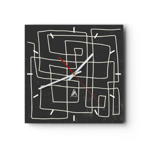 Horloge murale - Pendule murale - Motif géométrique abstrait sur fond sombre - 30x30cm - Pas aussi simple - Décoration murale moderne pour le salon et la chambre ARTTOR