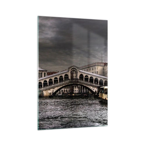 Impression sur verre - Image sur verre - Pont du Rialto à Venise sur le Grand Canal, architecture classique. - 70x100cm - Promesse d'une soirée vénitienne - Décoration murale moderne pour le salon et la chambre ARTTOR