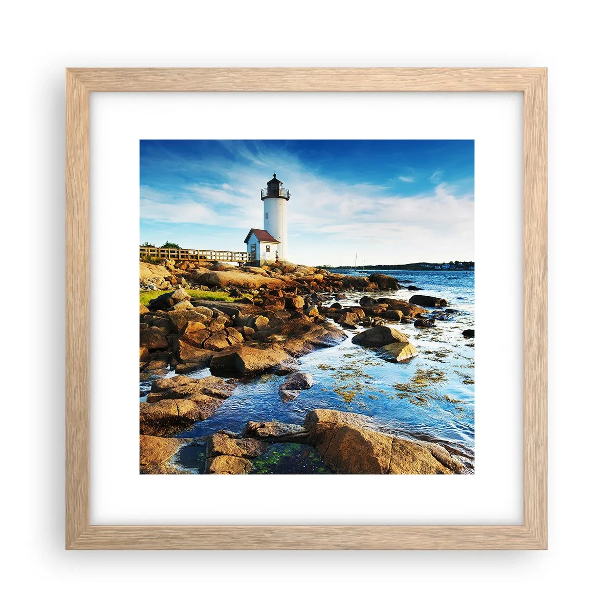 Affiche dans un chêne clair - Poster - Revenez heureux, j'attends - 30x30 cm