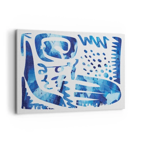Impression sur toile - Image sur toile - Motif abstrait dans les tons de bleu - 120x80cm - Retour aux racines - Décoration murale moderne pour le salon et la chambre ARTTOR