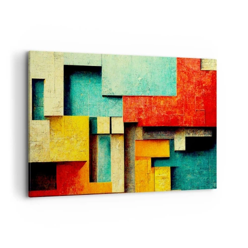 Impression sur toile - Image sur toile - Formes géométriques abstraites aux couleurs vives - 120x80cm - Festival des angles droits - Décoration murale moderne pour le salon et la chambre ARTTOR