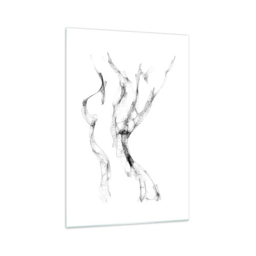 Impression sur verre - Image sur verre - Des lignes délicates et abstraites ressemblant à des traînées de fumée sur un fond clair - 70x100cm - Belle et forte - Décoration murale moderne pour le salon et la chambre ARTTOR