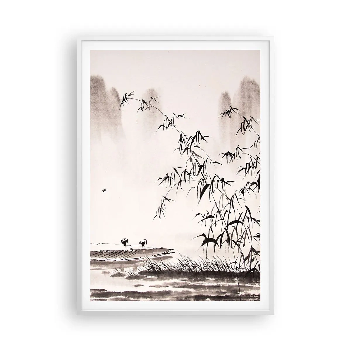 Affiche dans un cadre blanc - Poster - Le silence des rizières - 70x100 cm