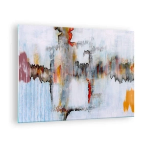 Impression sur verre - Image sur verre - Composition abstraite aux couleurs énergiques - 70x50cm - Un bâton sur l'eau - Décoration murale moderne pour le salon et la chambre ARTTOR