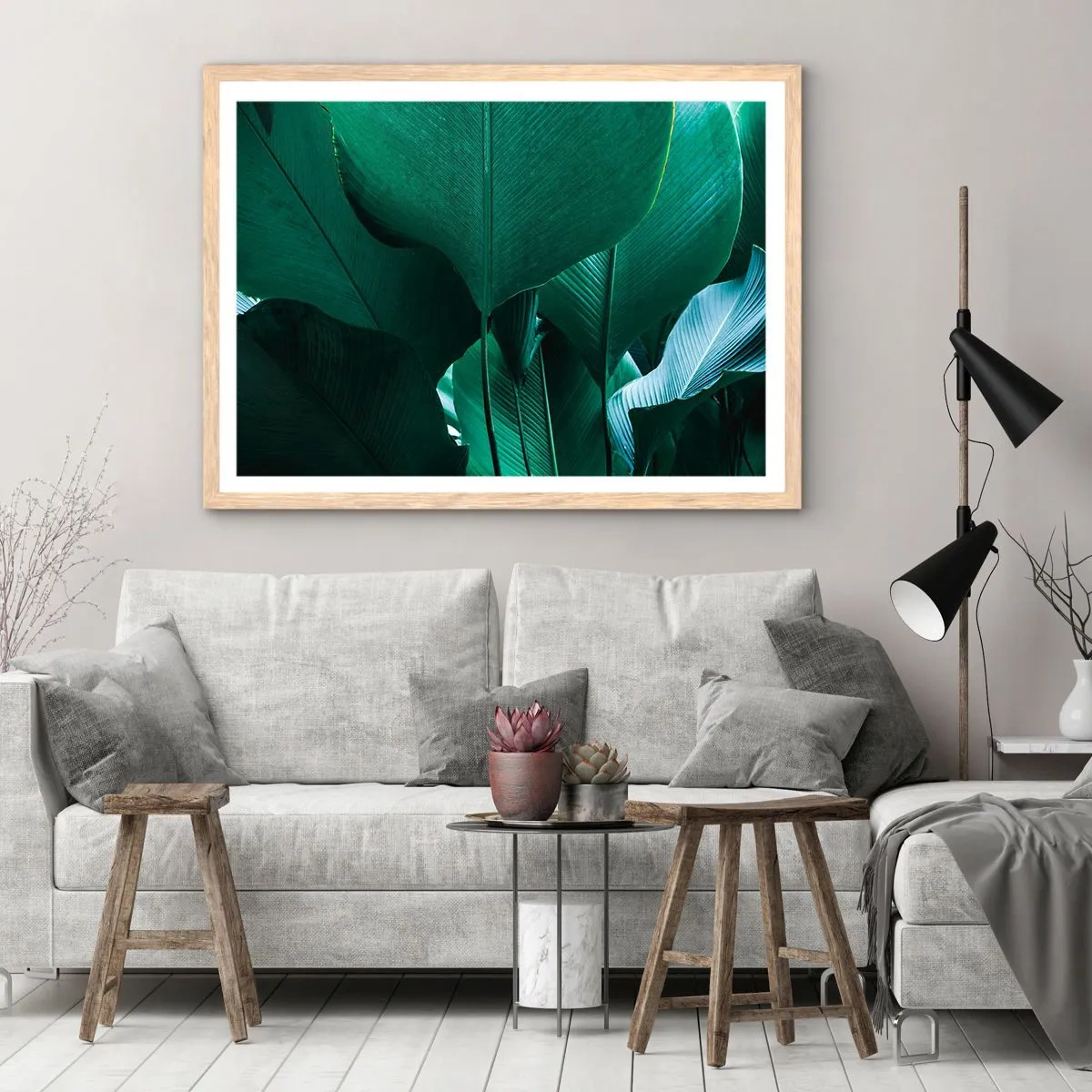 Affiche dans un chêne clair - Poster - Tourné vers la lumière - 100x70 cm