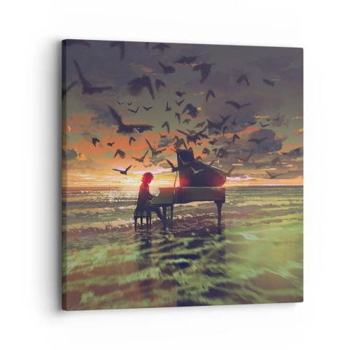 Impression sur toile - Image sur toile - Concert pour piano et vagues - 30x30 cm