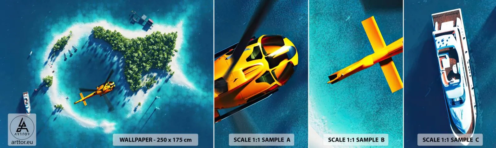 Échantillon De Papier Peint Standard Eco - Achetez-vous une île - Paysage, Île, Plage - 100x30 cm