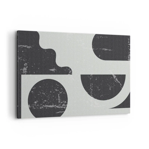 Impression sur toile - Image sur toile - Motifs géométriques dans les tons de noir et de gris - 120x80cm - Composition dessus et dessous - Décoration murale moderne pour le salon et la chambre ARTTOR