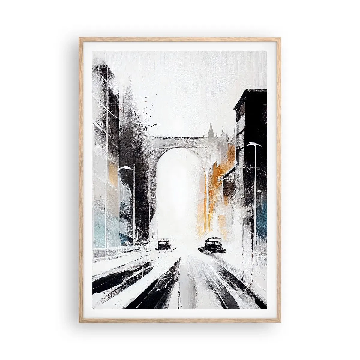Affiche dans un chêne clair - Poster - Étude de ville : architecture et mouvement - 70x100 cm
