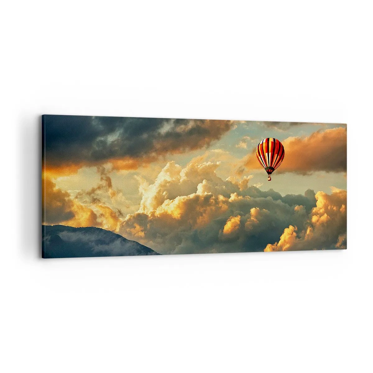 Impression sur toile - Image sur toile - Un ballon sur fond de nuages dramatiques - 120x50cm - Je vole parce que je veux - Décoration murale moderne pour le salon et la chambre ARTTOR