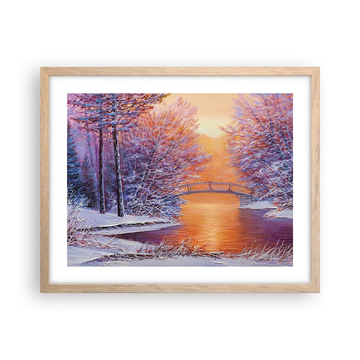 Affiche dans un chêne clair - Poster - On se rencontre ici - 50x40 cm