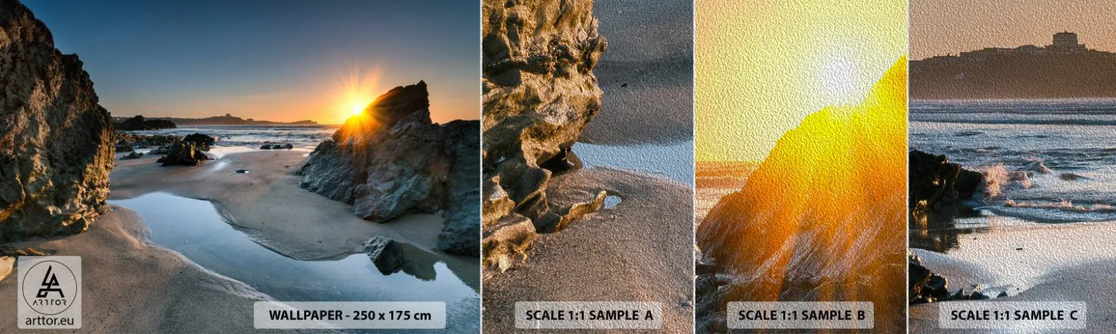 Échantillon de Papier Peint Premium Sand - Intouché par la main de l'homme - Paysage, Plage, Côte des Cornouailles - 100x30 cm