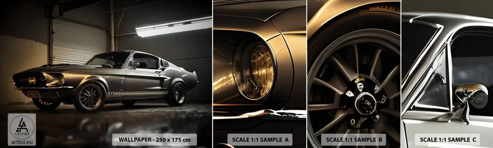 Échantillon De Papier Peint Standard Eco - Retour dans le passé - Voiture de sport, Rétro, Classique - 100x30 cm