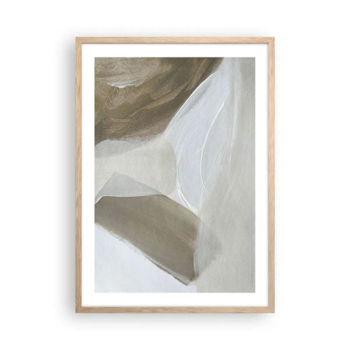 Affiche dans un chêne clair - Poster - Une vague de blanc - 50x70 cm