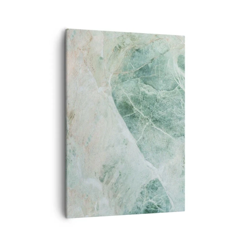 Impression sur toile - Image sur toile - Marbre vert aux délicates veines blanches - 50x70cm - La noble froideur de la pierre - Décoration murale moderne pour le salon et la chambre ARTTOR