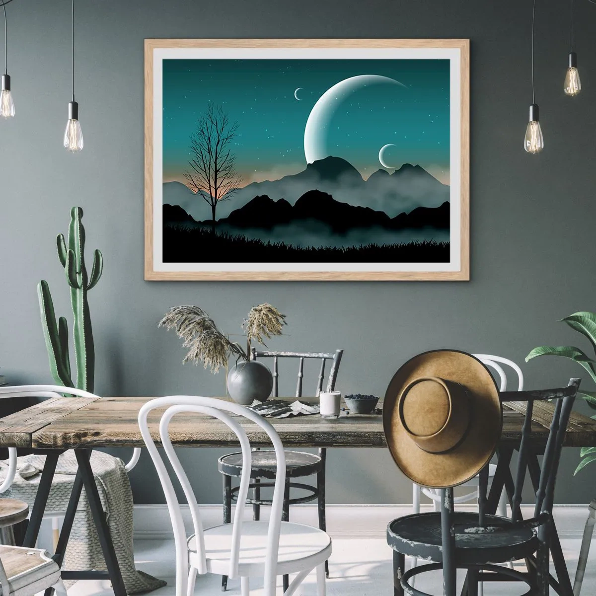 Affiche dans un chêne clair - Poster - Carnaval de la nuit étoilée - 100x70 cm