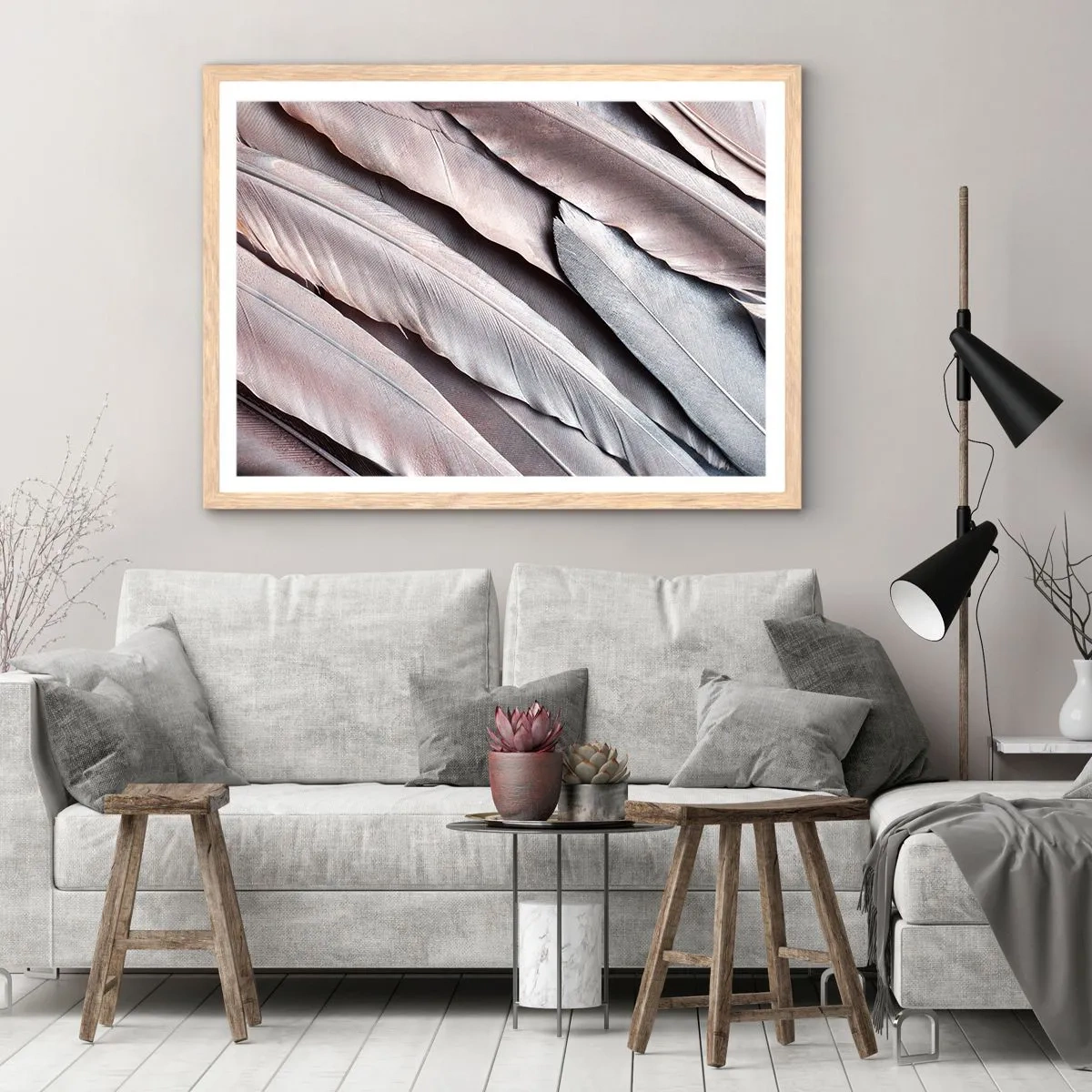 Affiche dans un chêne clair - Poster - En argent rose - 70x50 cm