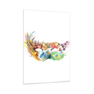 Impression sur verre - Image sur verre - Un masque coloré inspiré du carnaval brésilien - 50x70cm - Le Brésil accueille la samba - Décoration murale moderne pour le salon et la chambre ARTTOR