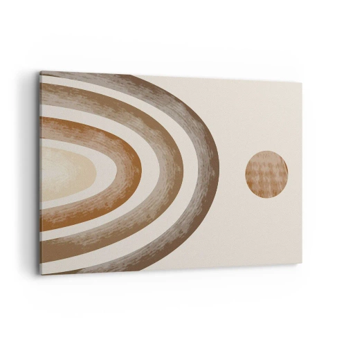 Impression sur toile - Image sur toile - Motif planétaire géométrique dans les tons de marron - 100x70cm - Dans une galaxie lointaine - Décoration murale moderne pour le salon et la chambre ARTTOR