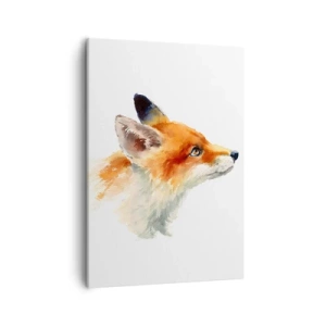Impression sur toile - Image sur toile - Renard roux en style aquarelle sur fond blanc - 50x70cm - Vous ne pouvez jamais être trop prudent - Décoration murale moderne pour le salon et la chambre ARTTOR