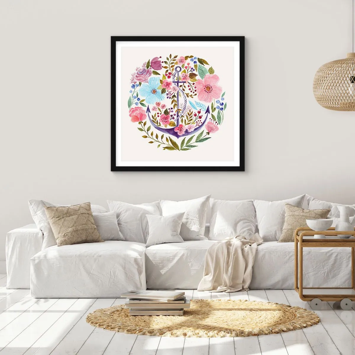 Affiche dans un cadre noir - Poster - Le beau rêve du marin - 40x40 cm