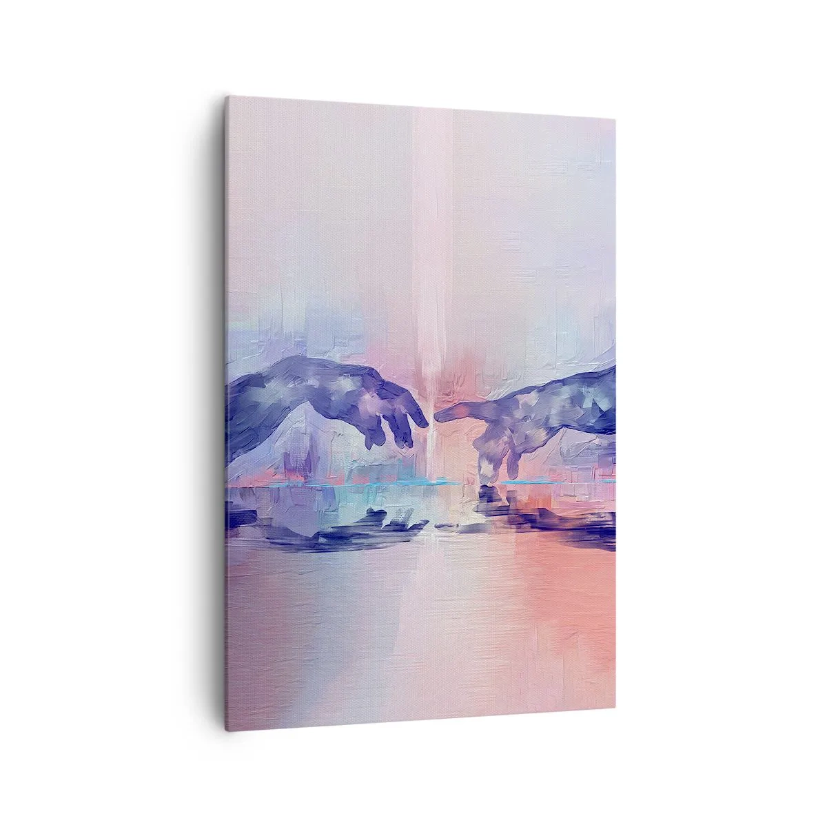 Impression sur toile - Image sur toile - Mains symboliques aux couleurs abstraites, faisant référence au thème de la création - 70x100cm - Divine étincelle de vie - Décoration murale moderne pour le salon et la chambre ARTTOR