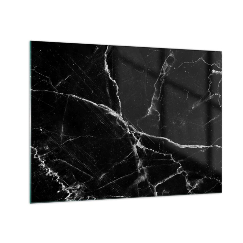 Impression sur verre - Image sur verre - Surface en marbre noir avec veines claires - 70x50cm - La vie secrète de la pierre - Décoration murale moderne pour le salon et la chambre ARTTOR