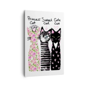 Impression sur toile - Image sur toile - Trois chats aux motifs artistiques variés - 80x120cm - Il y avait trois chats - Décoration murale moderne pour le salon et la chambre ARTTOR