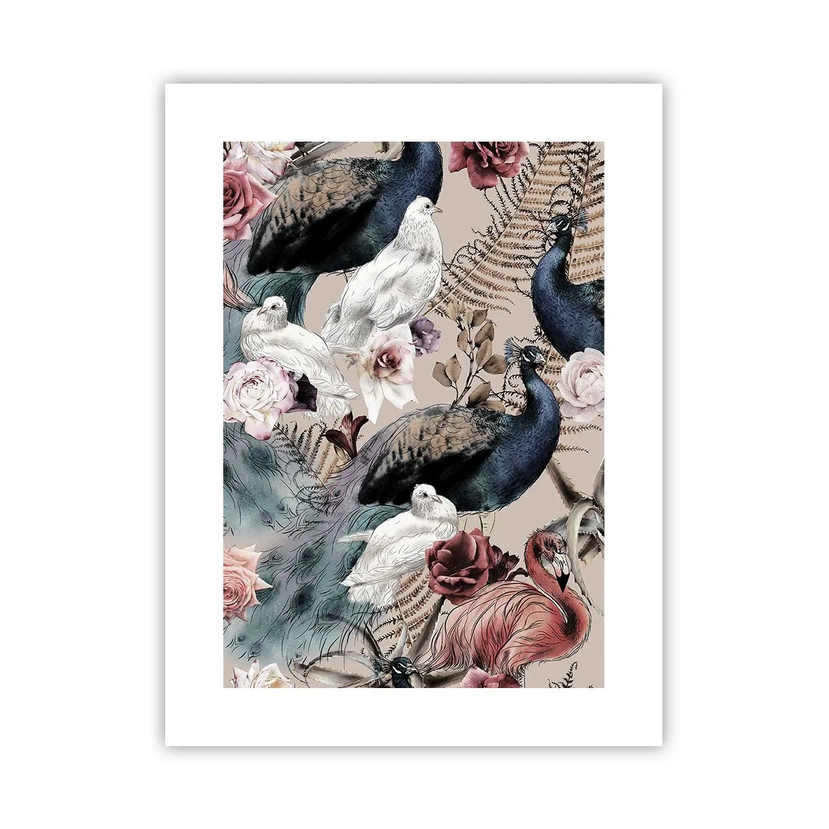 Affiche - Poster - Dans un jardin de palace - 30x40 cm