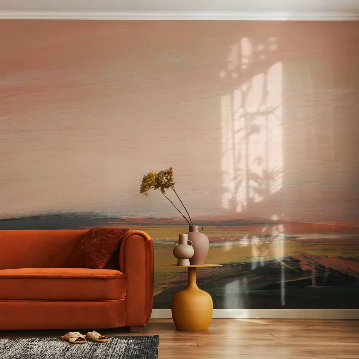 Papier Peint Photo Premium Canvas - Dans les tons de roses - Paysage, Morceau, Voir - 250x175 cm