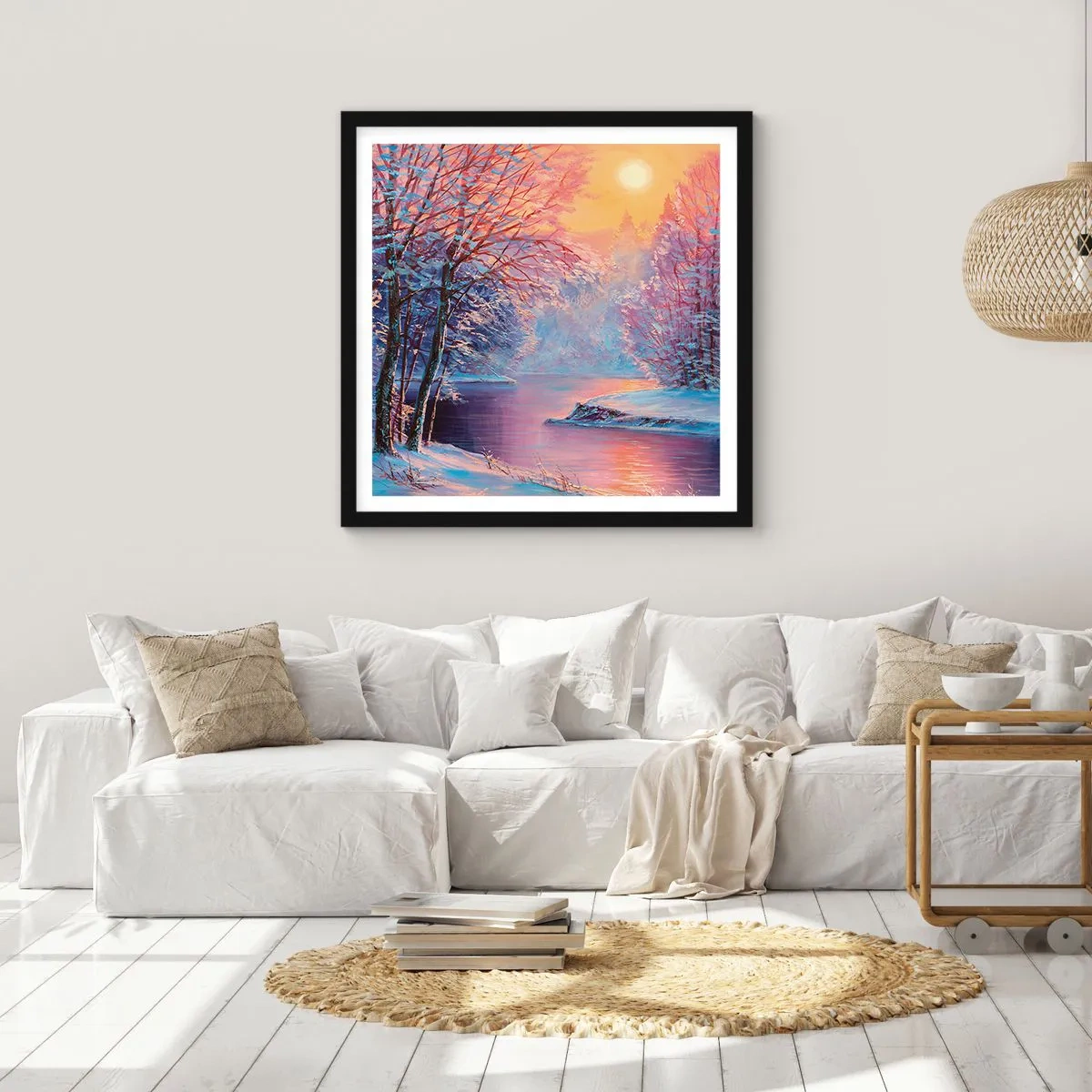 Affiche dans un cadre noir - Poster - Couleurs d'hiver - 30x30 cm