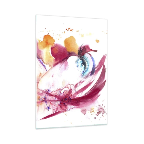 Impression sur verre - Image sur verre - Look abstrait avec des détails et des figures colorés - 50x70cm - Le monde prospère dans la proximité - Décoration murale moderne pour le salon et la chambre ARTTOR