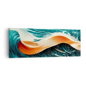 Impression sur toile - Image sur toile - Vagues de mer dynamiques avec ruban abstrait - 140x50cm - Le rêve d'un surfeur - Décoration murale moderne pour le salon et la chambre ARTTOR