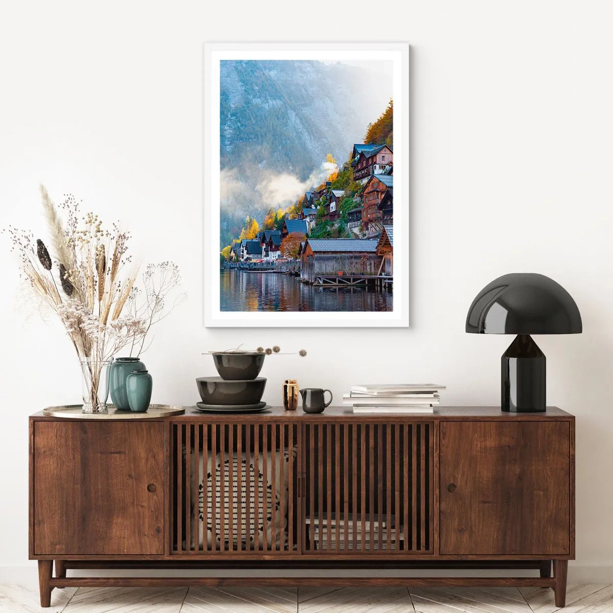 Affiche dans un cadre blanc - Poster - Ambiance alpine - 50x70 cm