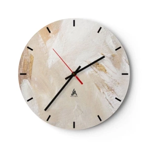 Horloge murale - Pendule murale - Composition de peinture beige et blanche avec texture au pinceau - 30x30cm - Composition pastel - Décoration murale moderne pour le salon, la cuisine et la chambre ARTTOR
