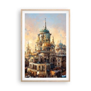 Affiche dans un chêne clair - Poster - Ville des villes - 61x91 cm