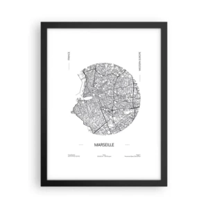 Affiche dans un cadre noir - Poster - Anatomie de Marseille - 30x40 cm